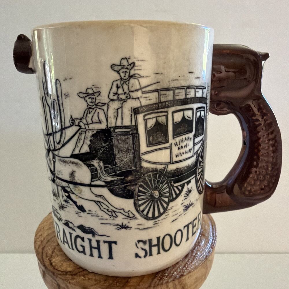 Straight Shooter Stagecoach Reward Mug Revolver Handle Japan Vintage Cup Gift